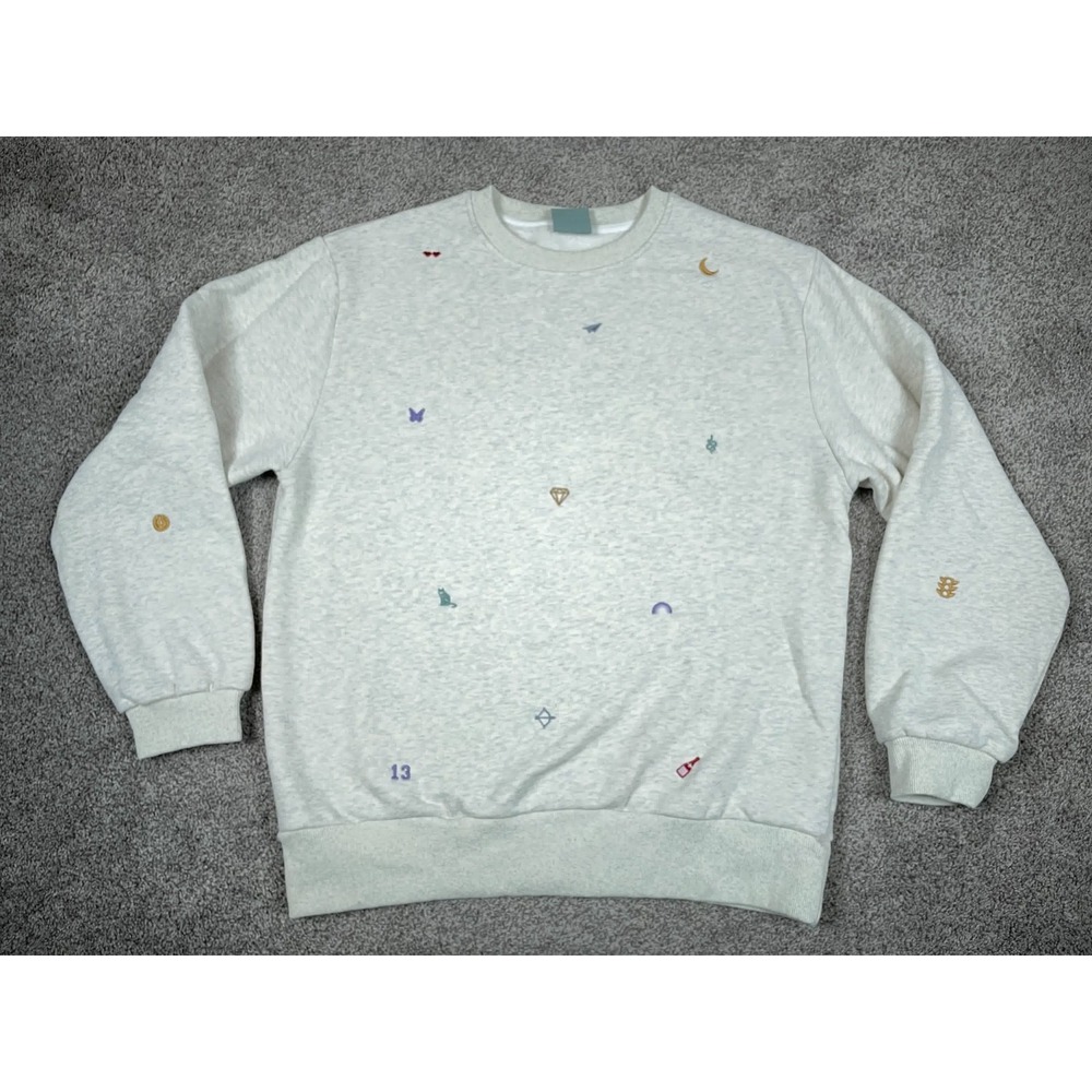Mojo Provo Taylor Swift Sweatshirt Womens Large Gray Crewneck Embroidered Logos